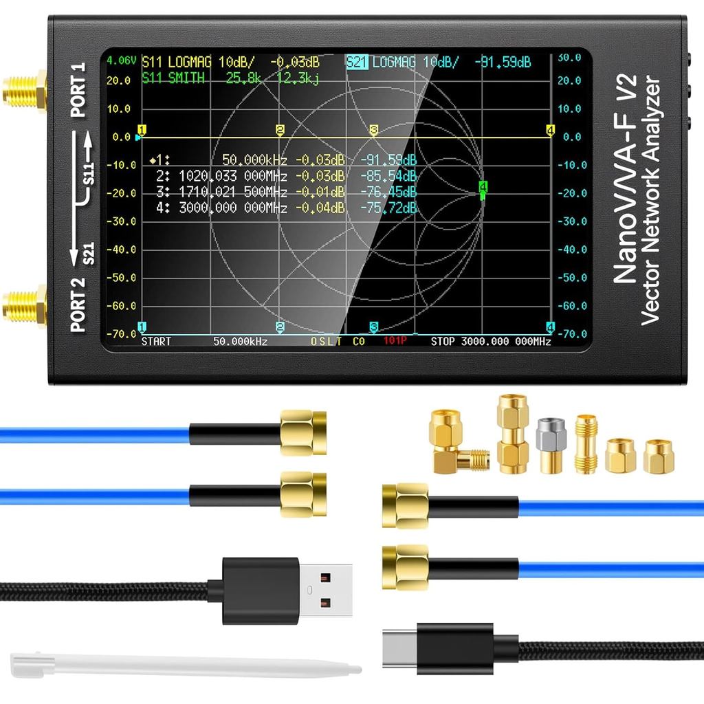 AURSINC อัพเกรด NanoVNA-F V2 Vector Network Analyzer 50KHz-3GHz HF VHF UHF VNA เครื่องวิเคราะห์เสาอา