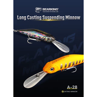 BEARKING A28 เหยื่อลวงปลา.FLOATING MINO ขนาด 78มิลลิเมตร น้ำหนัก 11กรัม มีกระดานสร้างเสียง