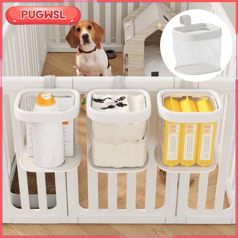 [pugwsl] รั้วสัตว์เลี้ยงของเล่นสุนัขตะกร้าเก็บแขวนกระเป๋าสัตว์เลี้ยง Essentials กระเป๋า Universal Organizer Puppy Stuff Bin สําหรับอุปกรณ์ข้างเตียง