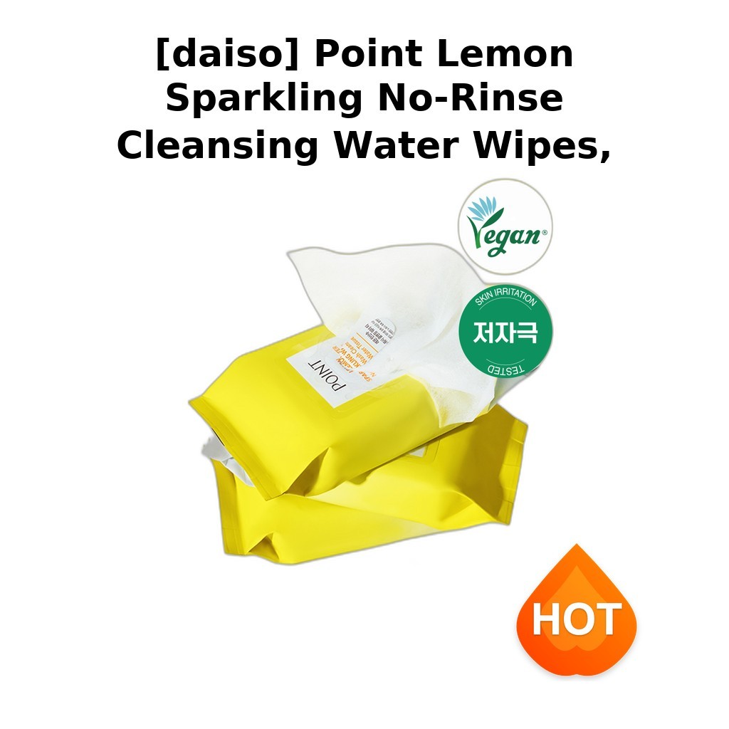 [daiso] Point Lemon Sparkling No-Rinse Cleansing Water Wipes, N/A, 30pcs / Korean Cleansing Wipes by