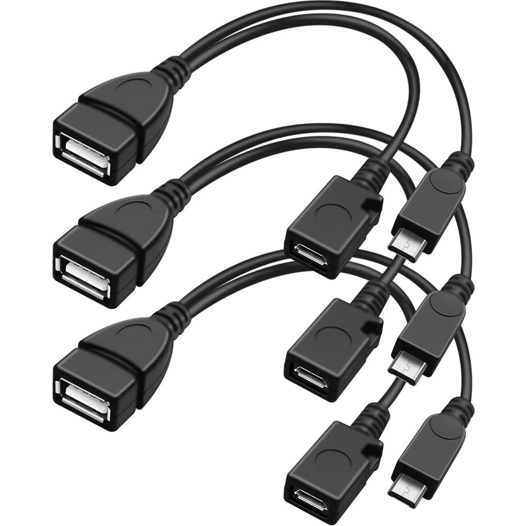 NECABLES 3Pack 2 in 1 OTG Cable สําหรับ TV Stick พร้อมสายไฟ USB Type A Female to Micro USB Male and 