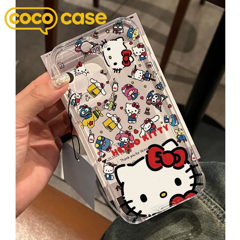 【OS Cases】เคสไอโฟน เคส 17/17 Pro/17 Pro Max/16/15/14/13/12/11 ลายคิตตี้เต็มจอ วัสดุใส+กันกระแทกสุดน่ารัก