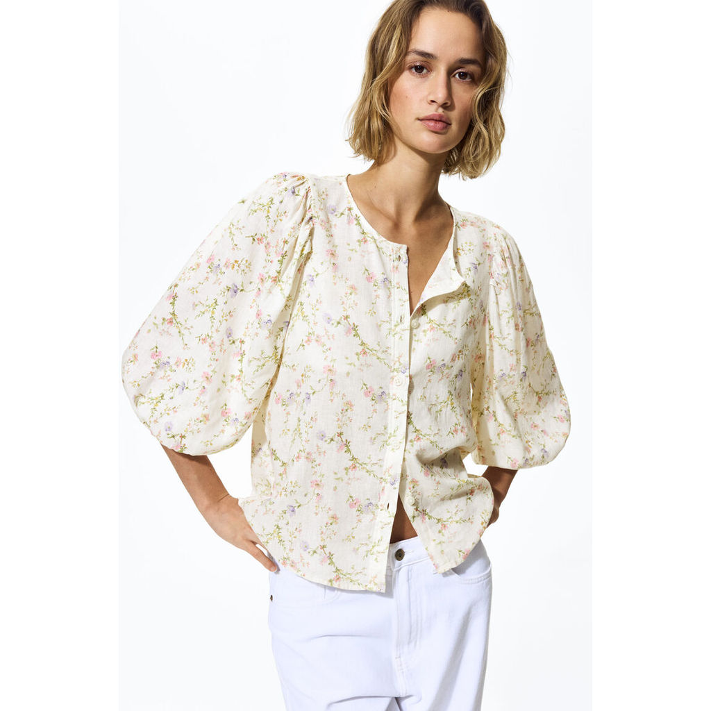 H&M بلوزة نسائية من مزيج الكتان — صورة 7