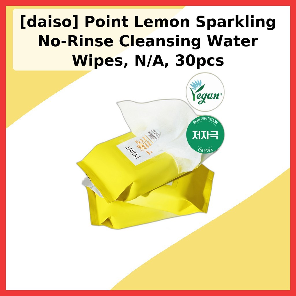 [daiso] Point Lemon Sparkling No-Rinse Cleansing Water Wipes, N/A, 30pcs / Korean Cleansing Wipes โด