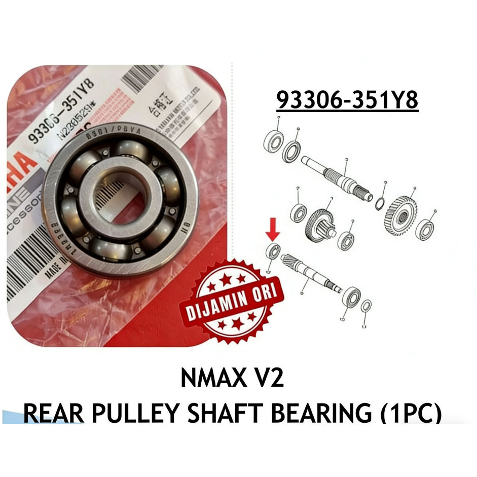NVX155 V1-V3 SP TURBO & NMAX155 V1-V3 SP * 93306-351Y8 * YAMAHA GEAR PRIMARY DRIVE GEAR SHAFT BEARIN