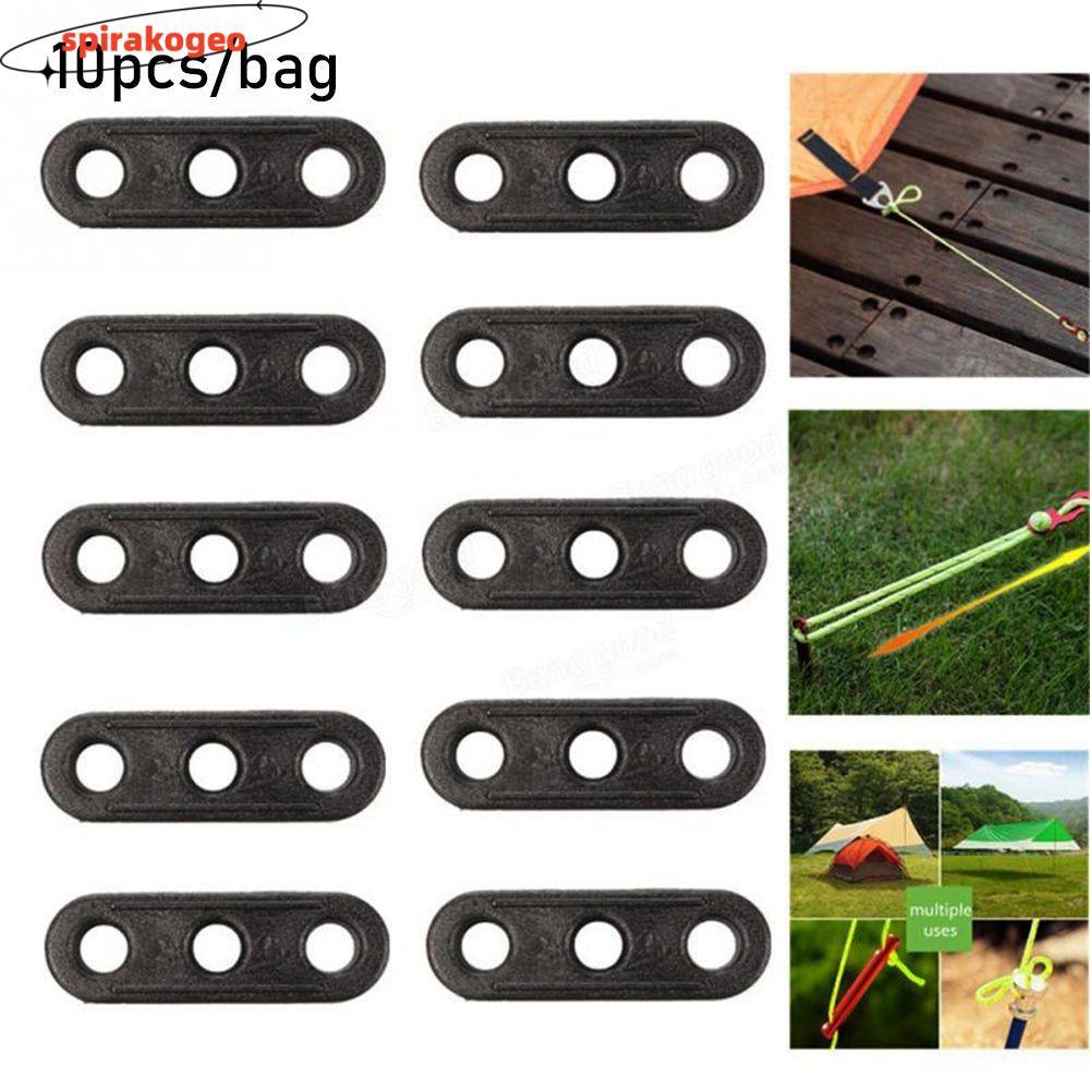 SPIRAKOGEO 10 ชิ้นเชือกยึดกันสาดพลาสติก Wigwam ปรับ 3 หลุมตะขอกระชับ