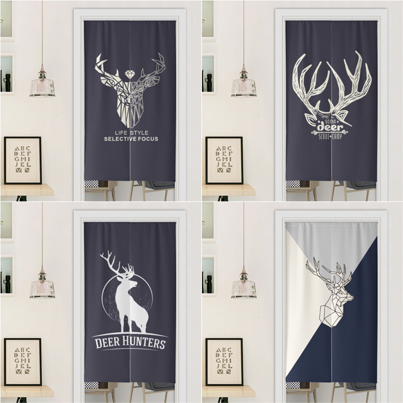 Simple Northern Europe Ins Wind Elk Cotton Hemp Cartoon Cloth Curtain Shielding Curtain Kitchen Bedr