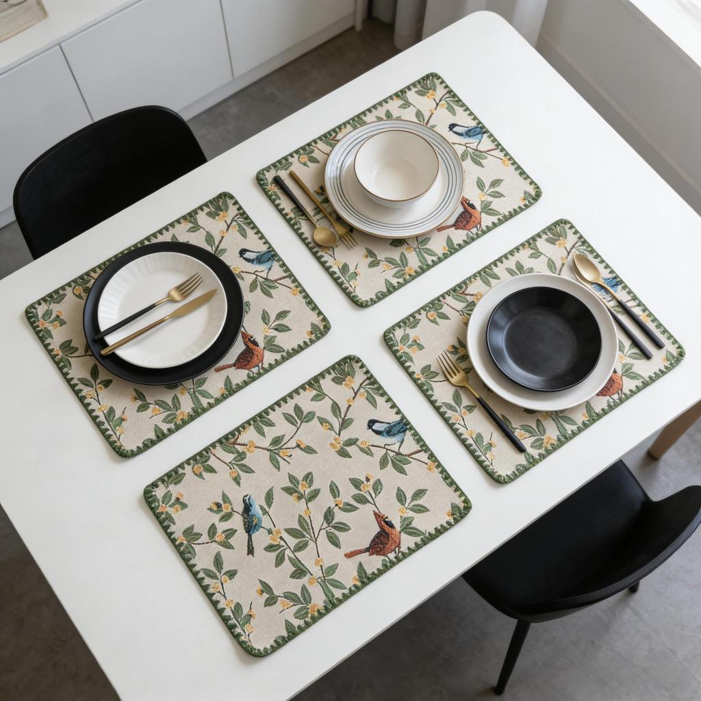 Farmhouse Kitchen โต๊ะรับประทานอาหาร Placemats ผ้าฝ้ายผ้าลินิน Placemats ผ้าทอสําหรับ Farmhouse Kitchen Tabletop Cotton Table Mats 12 x 18 นิ้ว