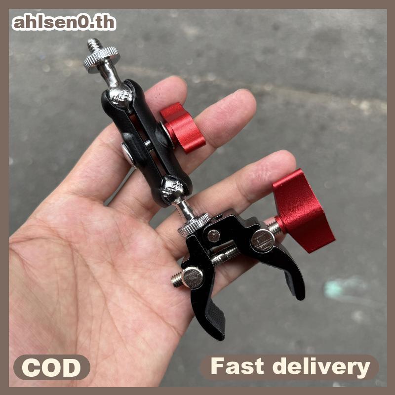 Ahlsen0 1 ชุดอุปกรณ์ถ่ายภาพกล้องโลหะ Super Clamp พร้อม Double Ball Head Magic Arm สําหรับ DSLR Monitor Light Mic โทรศัพท์ Mount th