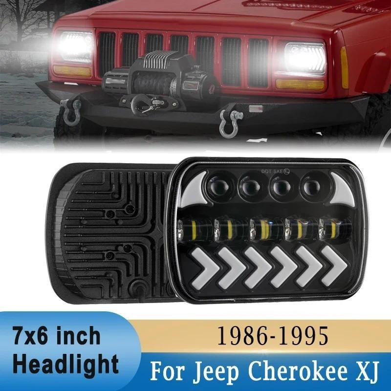 7x6 นิ้ว LED ไฟหน้าไฟวิ่งกลางวัน DRL สําหรับ Jeep Wrangler YJ 1986-1995 สําหรับ Jeep Cherokee XJ 198