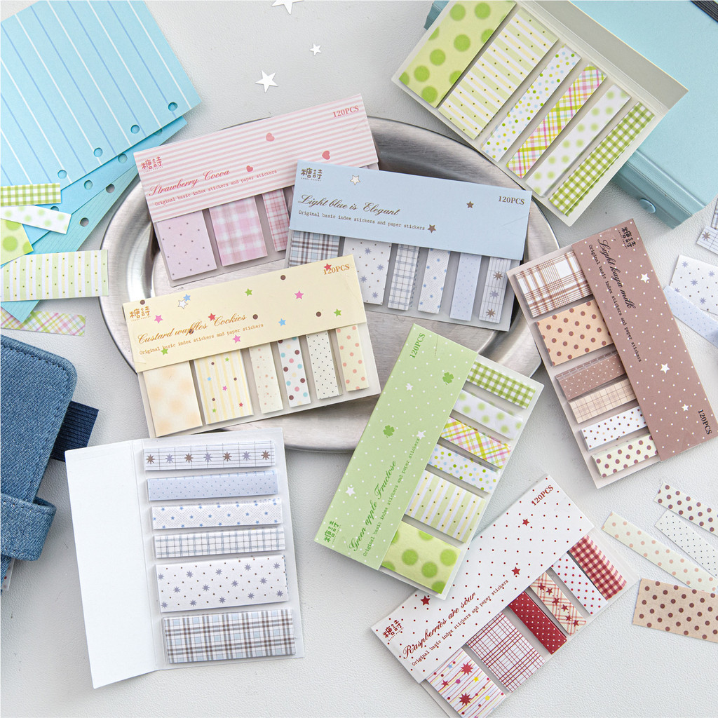 ไดลี่|120 ชิ้น/แพ็ค Simple ins สติกเกอร์ดัชนีสติกเกอร์ Washi Basic All-Match Fresh คู่มือวัสดุสํานักงานนักเรียนการเรียนรู้ Memo ข้อความหมายเหตุ