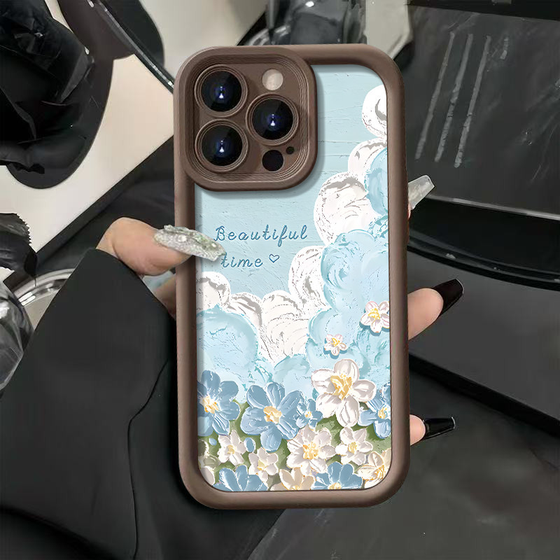 ภาพวาดสีน้ํามัน cloud flower ซิลิโคนนิ่ม ป้องกันการตกกระแทกรอบด้าน Realme 12X 12 PRO+10 PRO 5G 11X 1