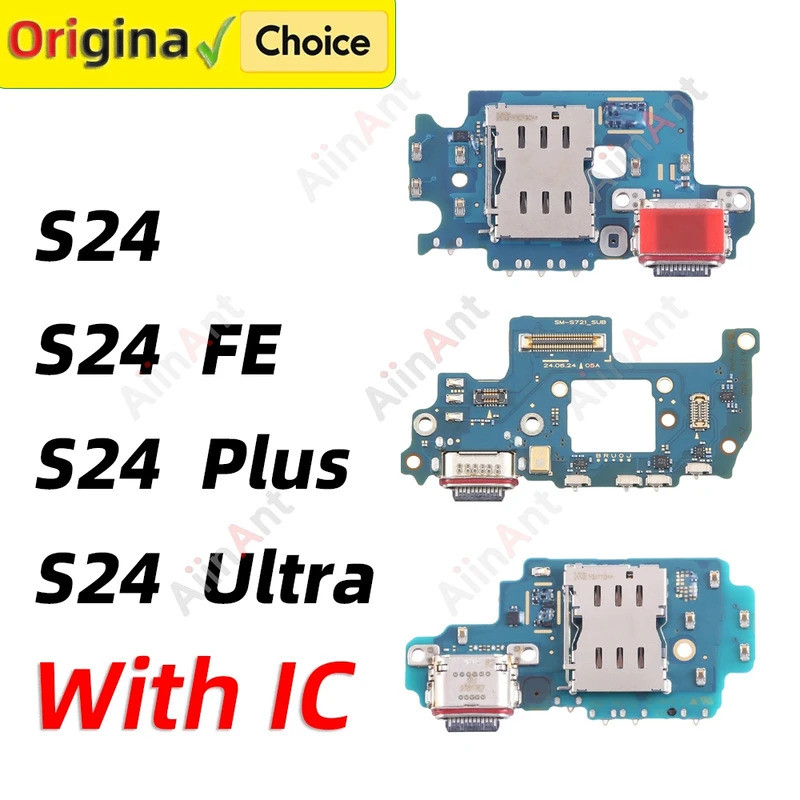 USB Mic Board Dock Charger Connector พอร์ตชาร์จ Flex สําหรับ Samsung Galaxy S24 Ultra Plus FE S721B 