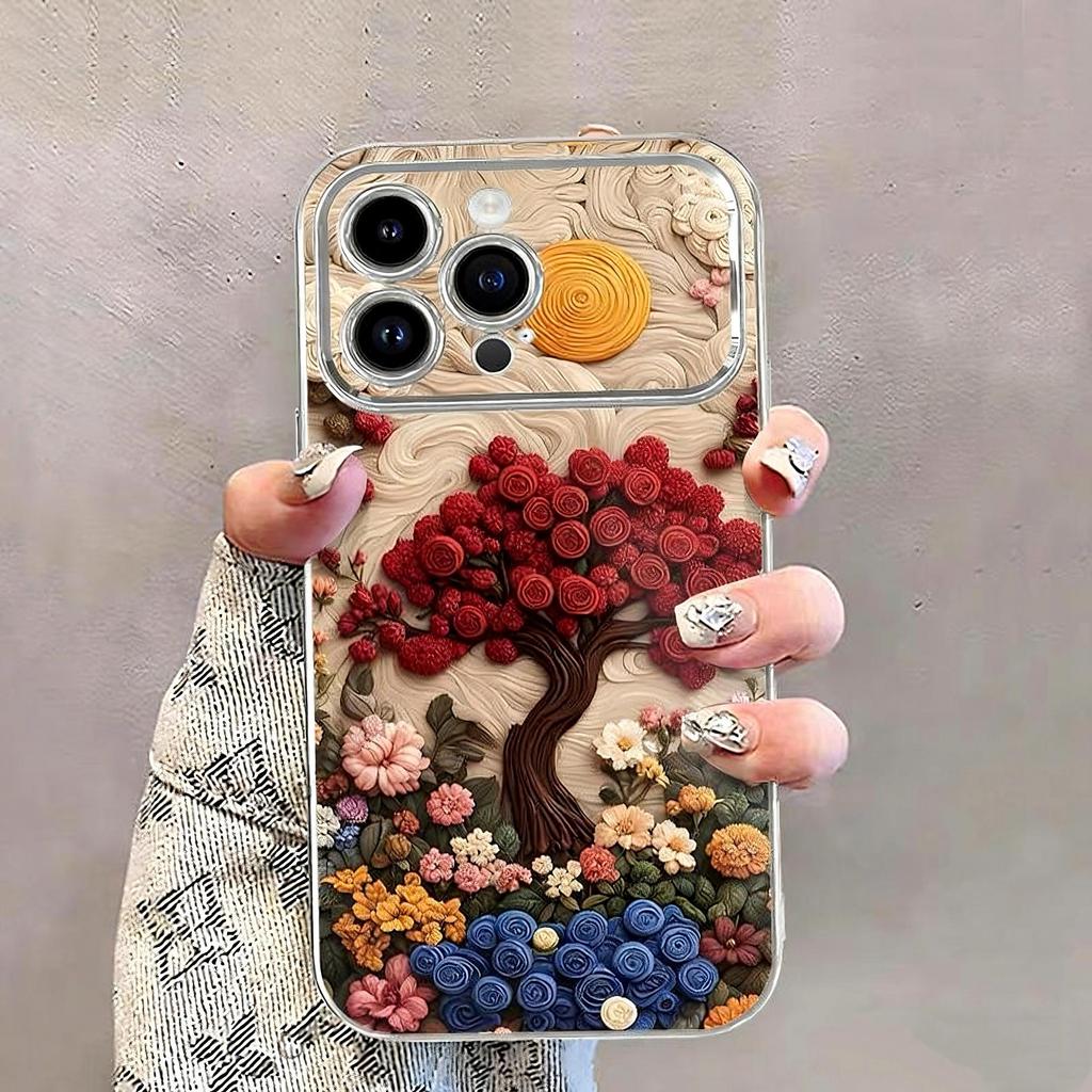 เคสโทรศัพท์ลายการ์ตูนต้นไม้ ใช้ได้กับ iPhone 11/12/13/14/15Pro/17/16Pr Max,X/MAX/XR,7/8Plus คุณภาพสูง ช่องแสดงผลขนาดใหญ่