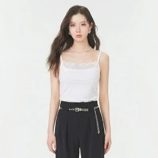 YIFAFA เสื้อกล้ามลูกไม้ เสื้อตัวนอก เสื้อซับในเรียบง่าย เข้าได้กับทุกชุด สไตล์เซ็กซี่แบบสาว Spice Girl สำหรับผู้หญิง