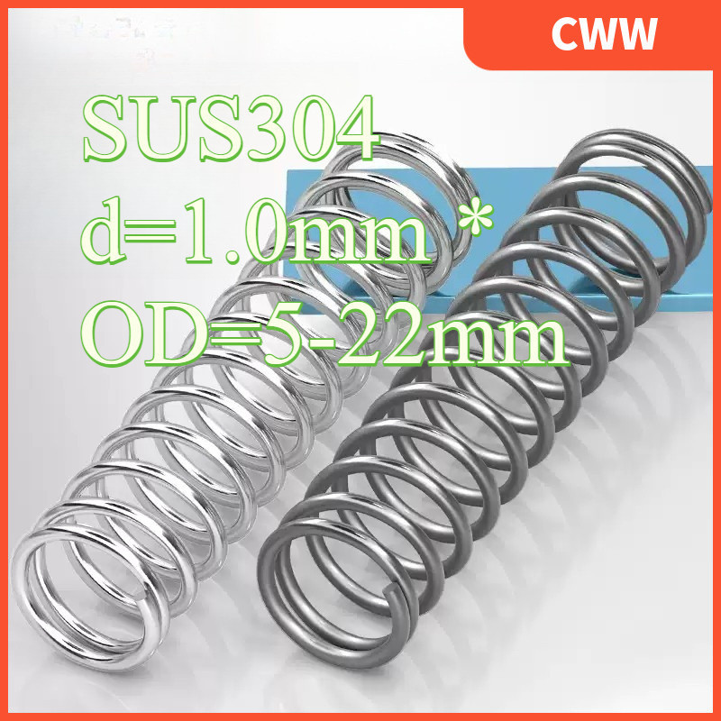 สปริงบีบสแตนเลส 304 d1.0mm * OD5-22mm แรงดันแรง สปริงคืน สปริงบีบ ป้องกันความเมื่อยล้าCWW-KK-K ราคา ถูกที่สุด ดีลบีเคเค