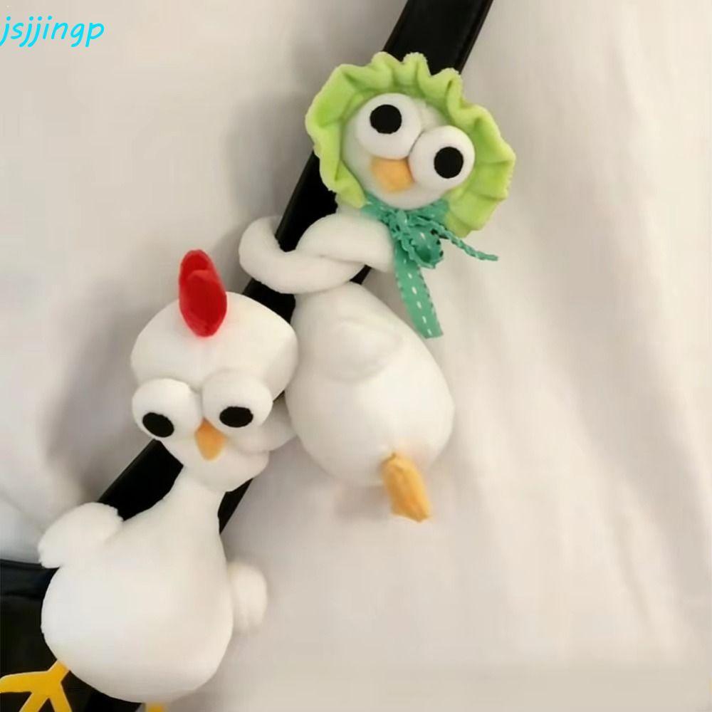 Jsjjingpคอยาวไก่ตุ๊กตาพวงกุญแจ,40ซมสีขาวสียีราฟกระเป๋าจี้,รักษาของขวัญสร้างสรรค์น่ารักสไตล์ตลกออกแบบหมูสีชมพูตุ๊กตาจี้ของขวัญสําหรับสาวๆ