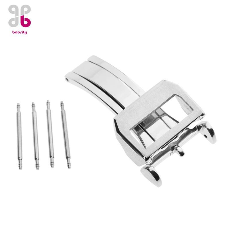 ความBaosity สแตนเลสสตีลผีเสื้อหัวเข็มขัด Repleacement Silver Polishing Double Watch Band Clasp