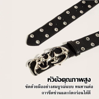 เข็มขัด หัวเข็มขัดปรับได้ทรงกลวง หนังPUสไตล์พังค์ สำหรับแต่งเติมลุคลำลองของคุณ
