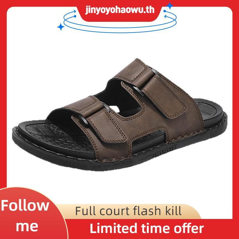 Walker รุ่น WB 723 รองเท้าวอคเกอร์ สีดำ น้ำตาล รองเท้าแตะหนังแท้ผู้ชาย