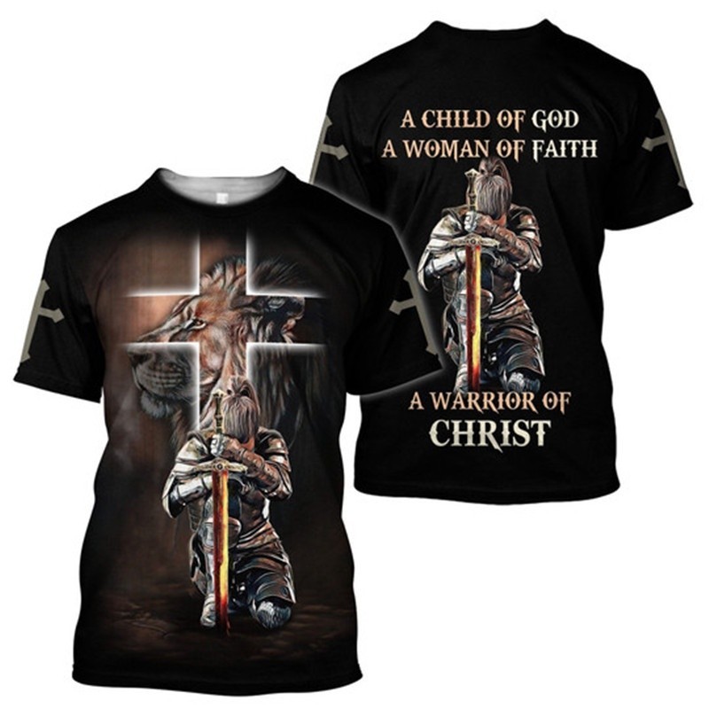 เสื้อยืด_unisex_แขนสั้น_ออกแบบ_3D_Print_ข้อความ_Let_Your_Faith_Be_Bigger_Than_Your_Fear_Jesus_สไตล์_