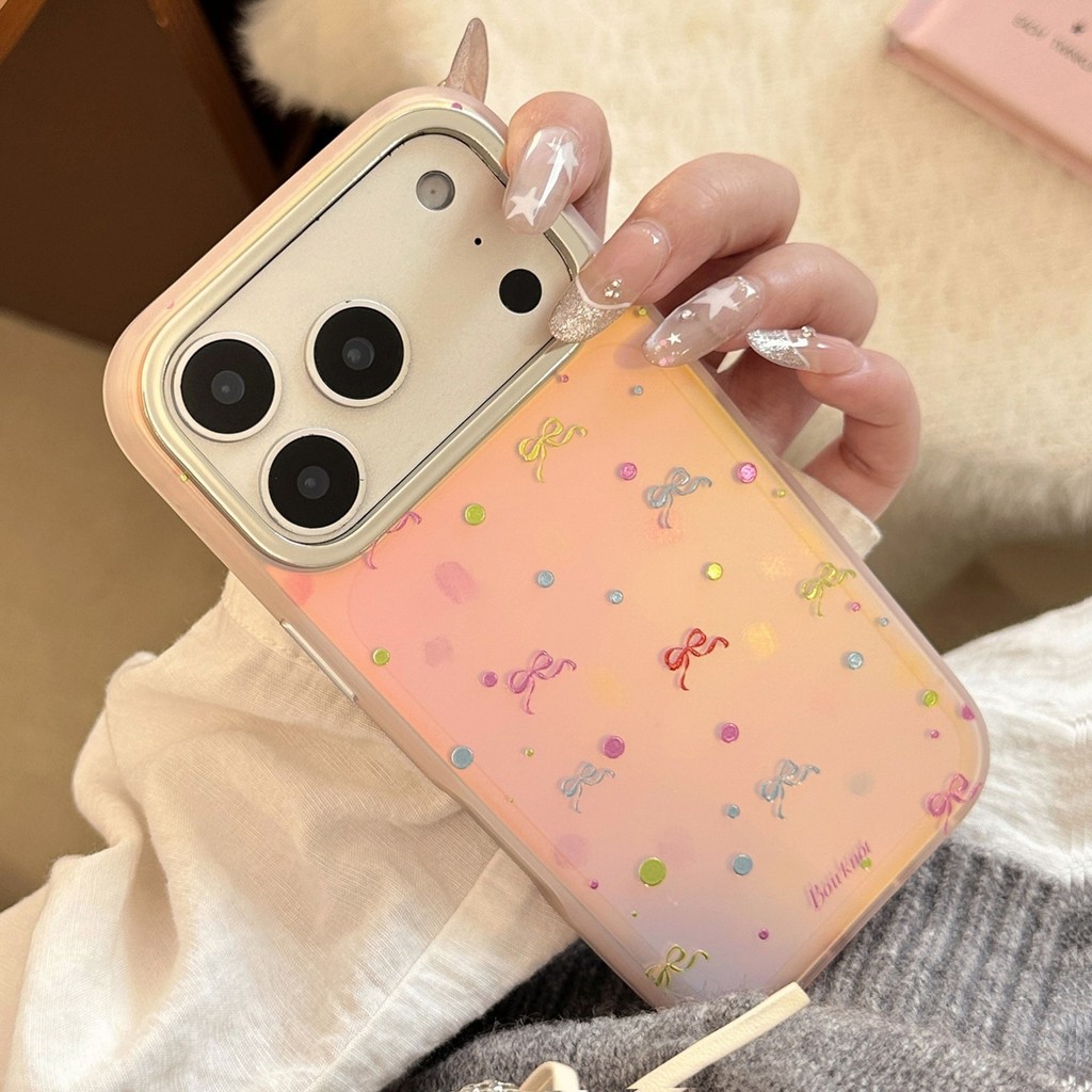 เคสโทรศัพท์ป้องกันโบว์สีชมพูชุบด้วยไฟฟ้าเหมาะสําหรับ TPU สําหรับ iPhone 11 12 13 14 15 16 17Pro Max Plus ราคา ถูกที่สุด ดีลบีเคเค แกลเลอรีภาพที่ 2