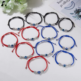 สร้อยข้อมือ Blue Eye สไตล์โบฮีเมียน ทอมือ ปรับขนาดได้ เครื่องประดับวินเทจ สําหรับผู้ชายและผู้หญิง Türkiye แฟชั่น Devils Eye