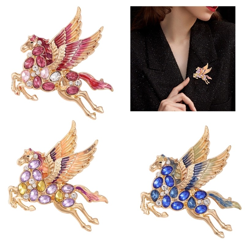 Fir Stylish Pegasus Themed เข็มกลัด Featuring Premium Rhinestones Elegant Pegasus Pin Elevating Your