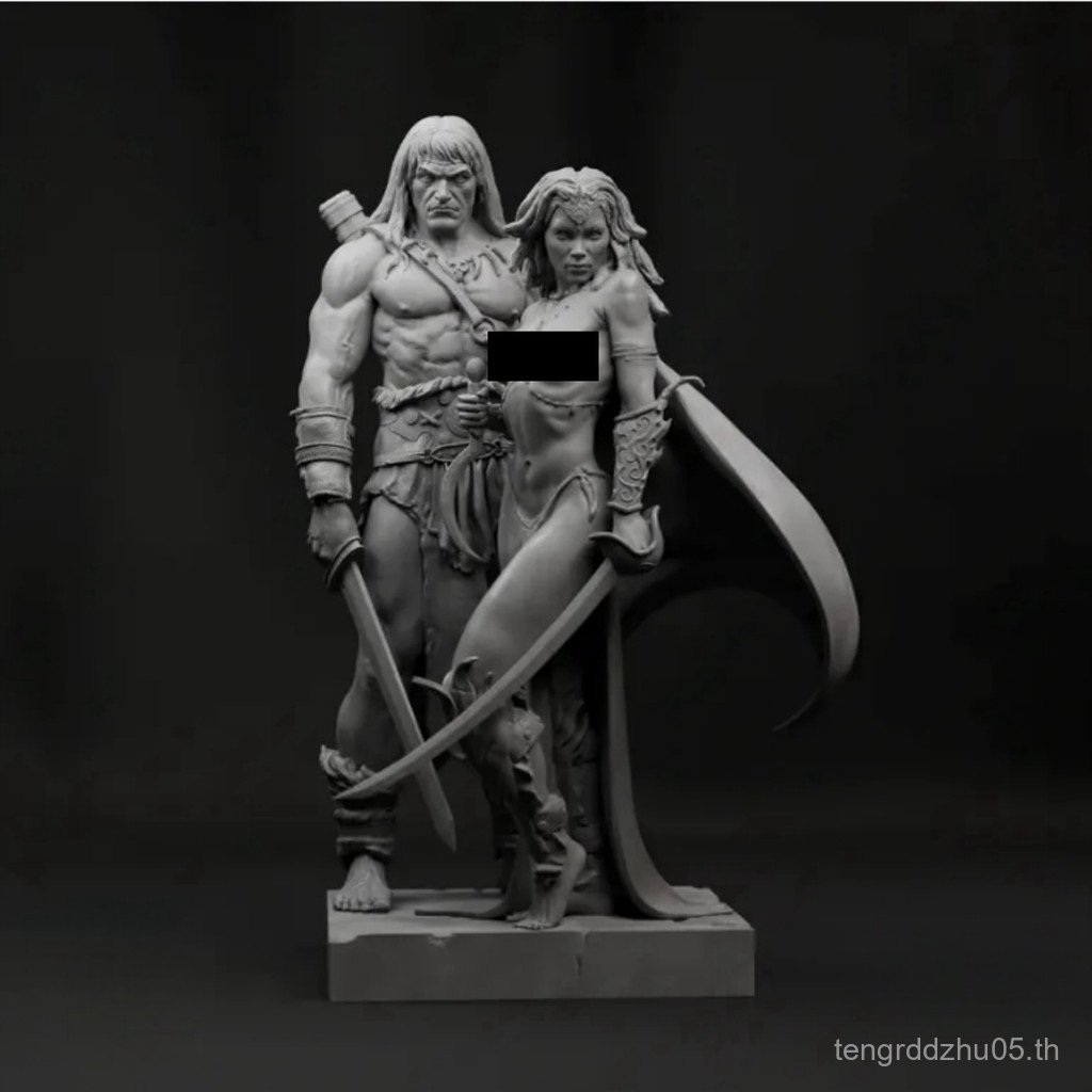 Yuanmoju GK 1/24 เรซิ่นรุ่นโบราณฟรีชายหญิงนักรบรูปสีขาวรุ่น 990R