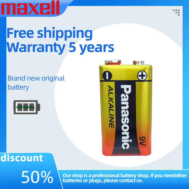 Panasonic 9V แบตเตอรี่อัลคาไลน์ 6LR61TC/1BA สําหรับสัญญาณเตือนควันมัลติมิเตอร์ไมโครโฟนรีโมทคอนโทรลอุ