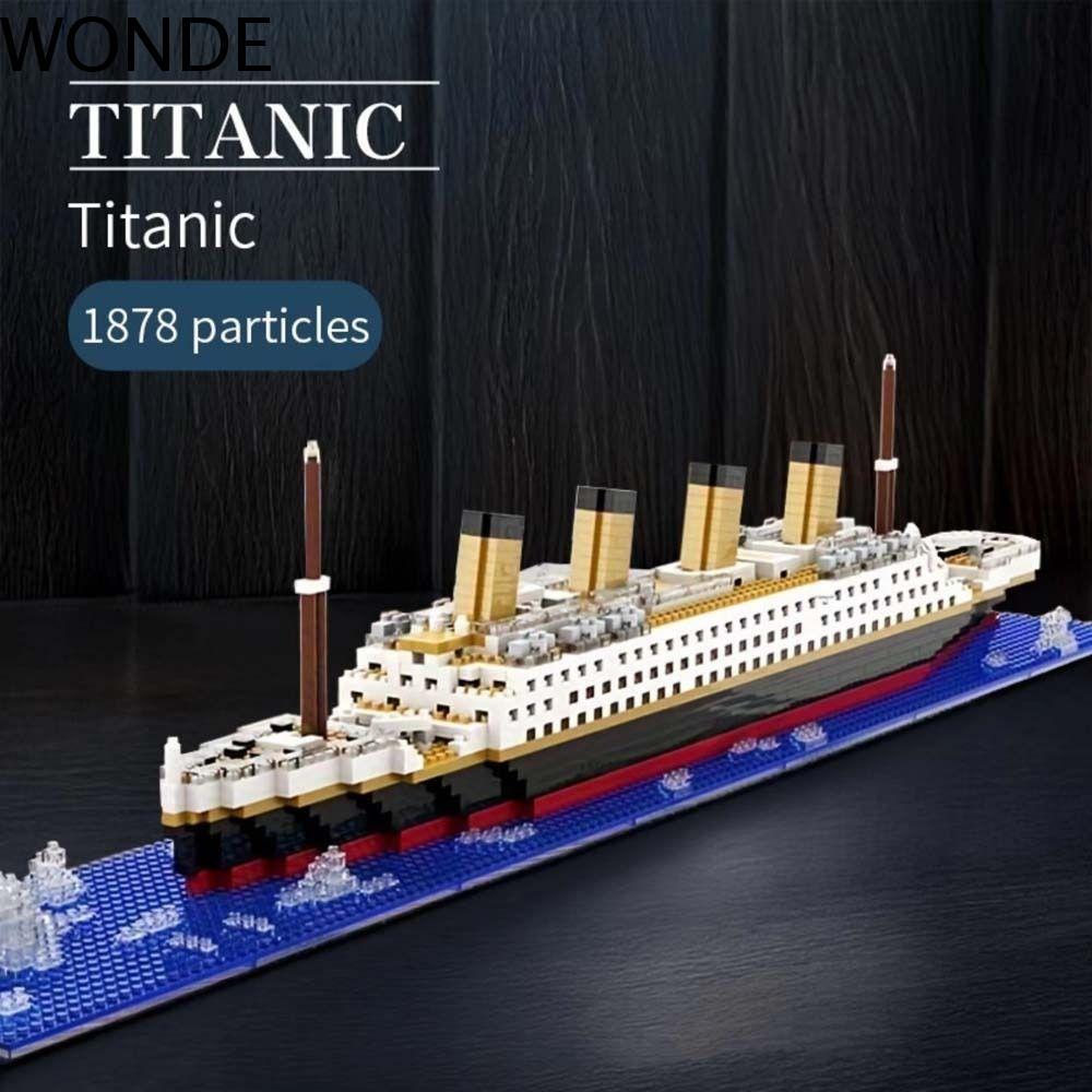 WONDE Titanic Building Block,อนุภาคขนาดเล็กผสมCruise Shipอิฐรุ่น,เด็กตกแต่งบ้านความยากลําบากสูงเรือยักษ์Titanic Assemblyของเล่นเด็กของเล่น