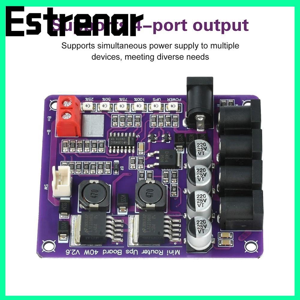 ESTRENAR Mini Router UPS, เอาต์พุต 4 ทิศทาง DC 12.6V UPS Board, Professional Power Supply 40W Step-U
