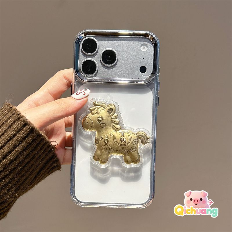 3D Gold Horse สําหรับ Samsung Galaxy A17 A07 A06 M06 F06 M30S M31 M21 M21S M33 A42 A81 M60S หมายเหตุ