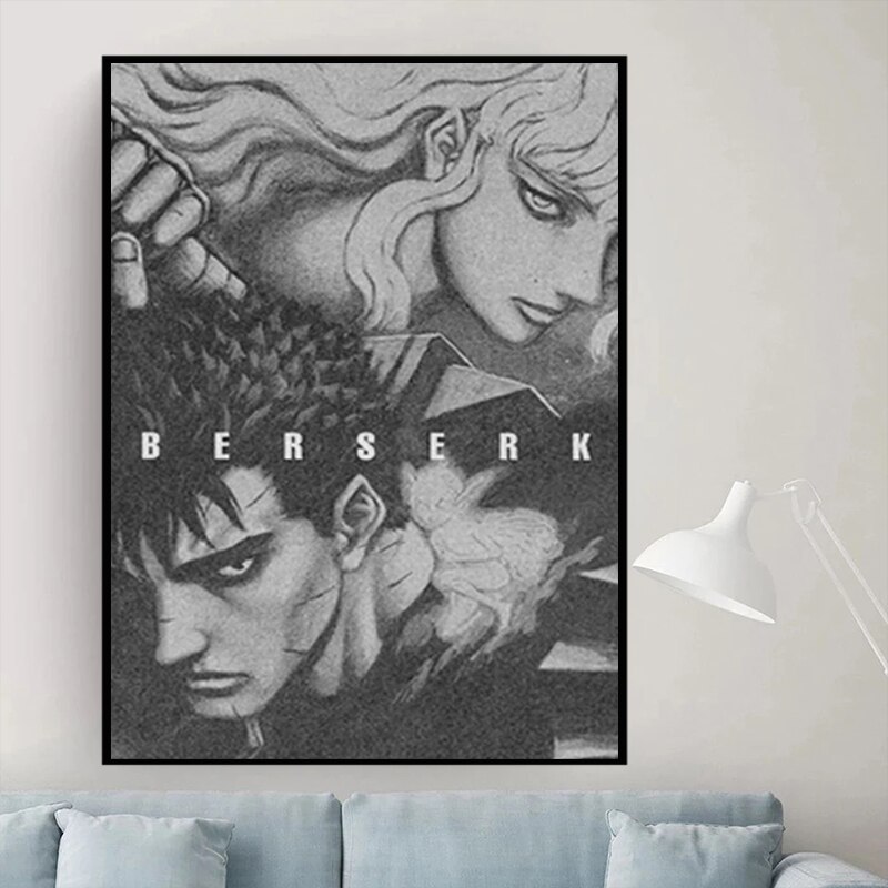 ญี่ปุ่นอะนิเมะ Berserk ผ้าใบ Wall Art Manga โปสเตอร์พิมพ์สําหรับห้องนั่งเล่นห้องนอนตกแต่งบ้านการ์ตูน