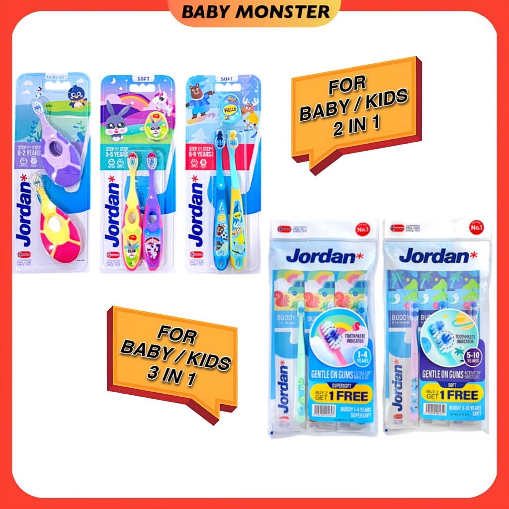 BMS Jordan Kidsแปรงสีฟันแปรงฟันเด็ก 0 - 10 ปี Berus Gigi Kanak Jordan Pek Nilai