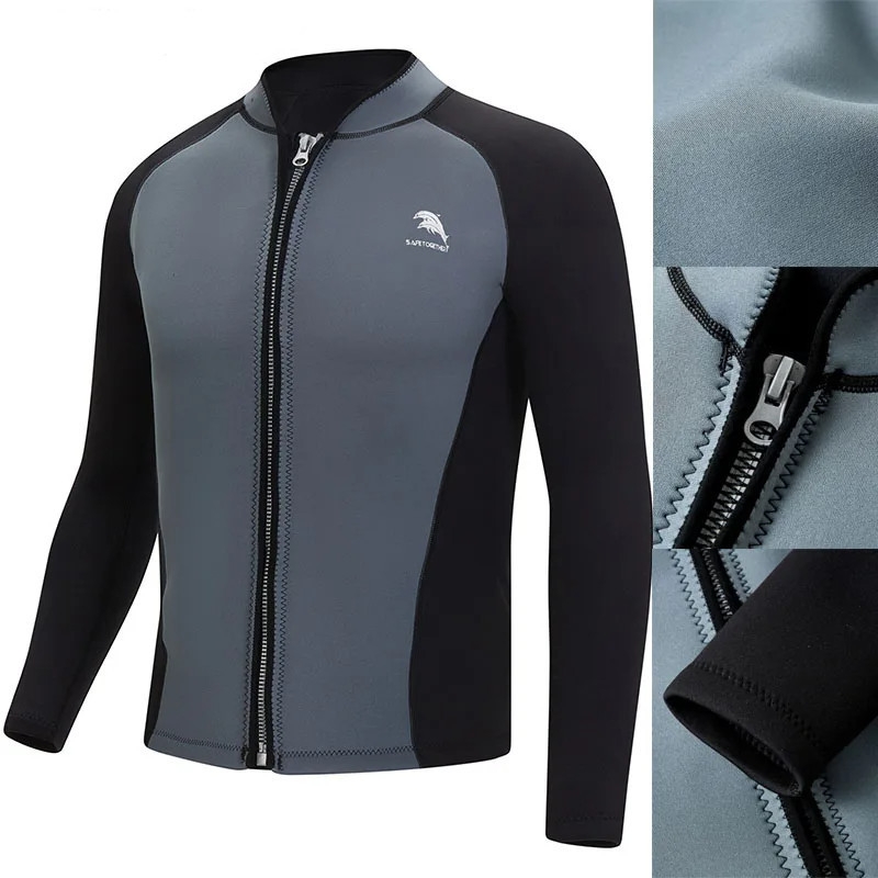 แจ็กเกตวิมเบิลสำหรับผู้ชายแขนยาว สวมใส่ง่ายทำจากเนื้อ neoprene 2 มม. เหมาะสำหรับการเล่นกีฬาทางน้ำอย่างการโต้คลื่นและดำน้ำ