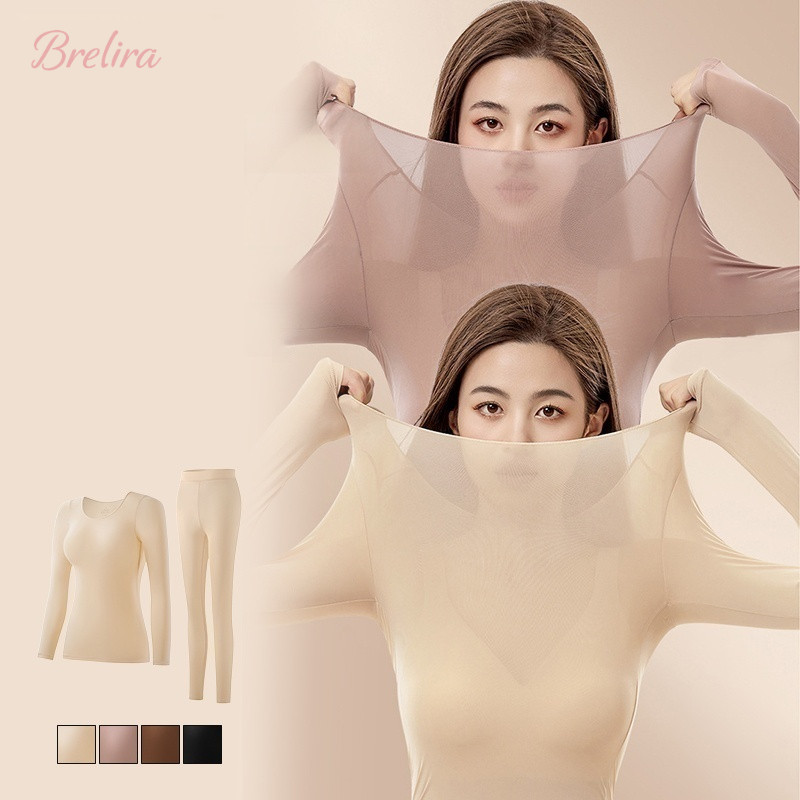 『Brelira』ไร้ตะเข็บ แขนยาว เสื้อฮีทเทค บางเฉียบ ความยืดหยุ่นสูง ชั้นในฤดูใบไม้ร่วง ฤดูหนาว 7A แอนตี้แบคทีเรีย heattech ชุดชั้นใน