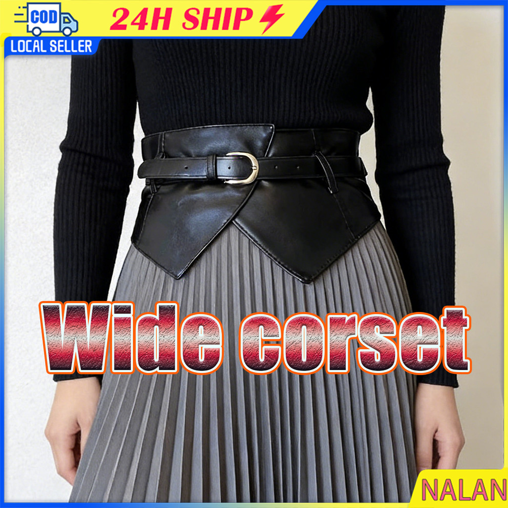 ร้านอยู่กทม.ยาว88CM เข็มขัดรัดเอว เข็มขัดคอร์เซ็ท corset วัสดุหนังPU วินเทจ สำหรับผู้หญิง สไตล์ยุโรป ที่รัดเอวโกธิค