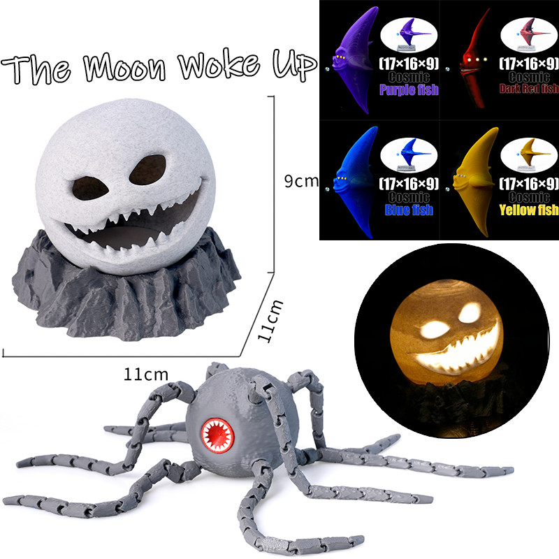 Moon Wape Up 3D การพิมพ์ของเล่นโคมไฟดวงจันทร์ Chrysanthemum monster Movable รูปของเล่นสะสมของขวัญ