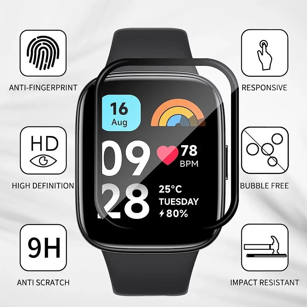 สายสิลิโคนกีฬาแบบนุ่ม + ฟิล์มกระจกนิรภัยสำหรับ for Smartwatch Redmi Watch 3 Active /3 Lite สายยาง แผ่นป้องกันหน้าจอ - รูปที่ 6