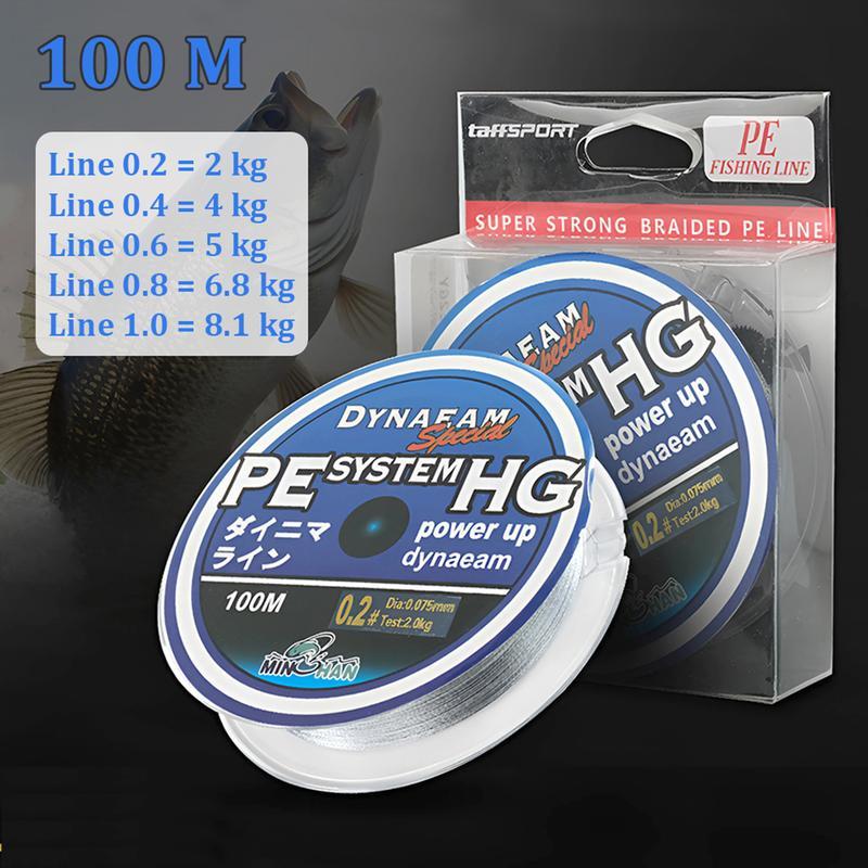 Taffisport PE Line 100M Power Up สายถัก 0.2 0.6 0.8 1.0