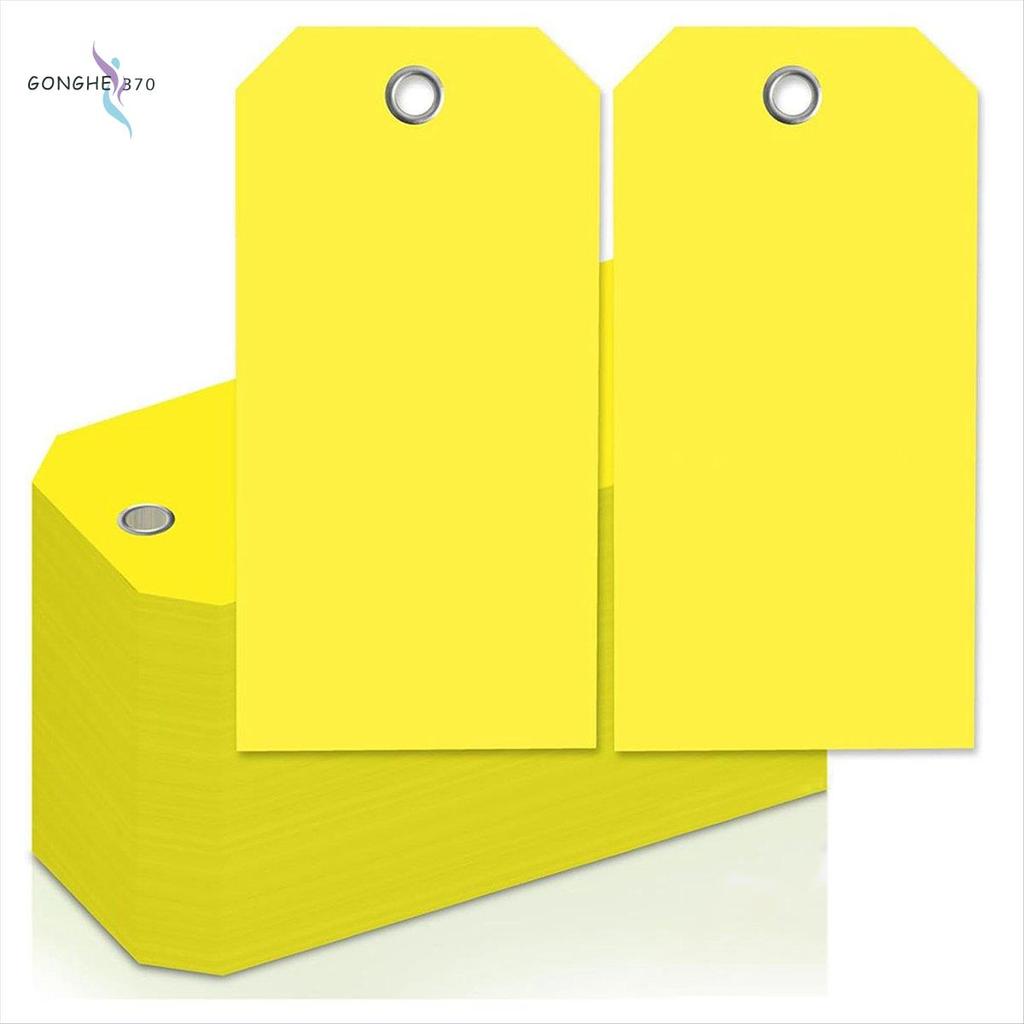 [gonghe370]4 3/4In X 2 3/8In Neon Shipping Tags Blank Heavy Duty Hang Tags พร้อมเสริม Holes Writable