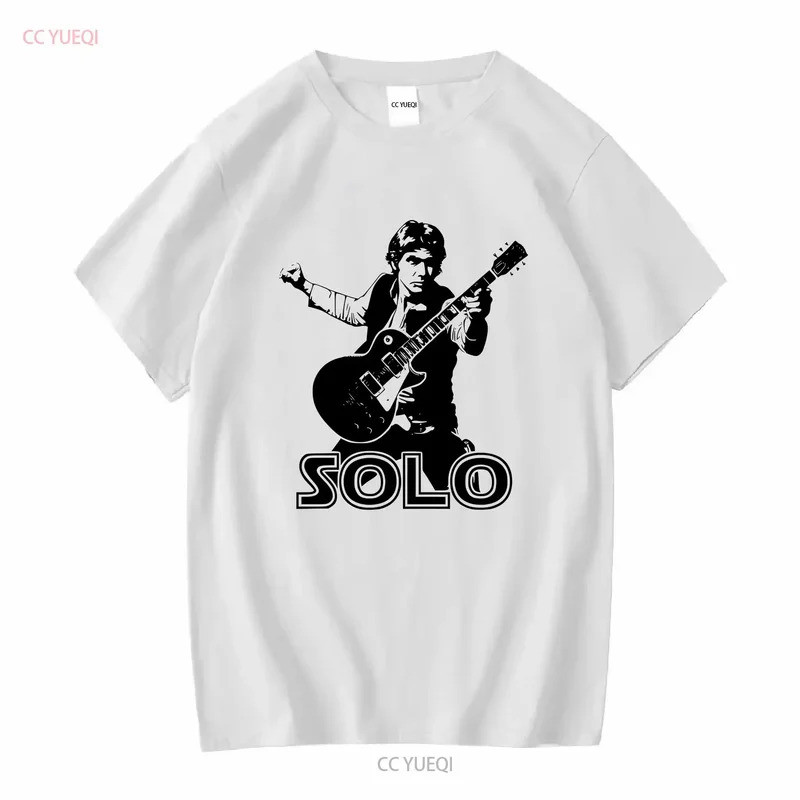 ฮันโซโล เสื้อยืดกีตาร์ ตลก นักกีตาร์ วงดนตรี วินเทจ 80s ร็อคแอนด์โรล แขนยาวหรือแขนสั้น วินเทจ ยืดได้
