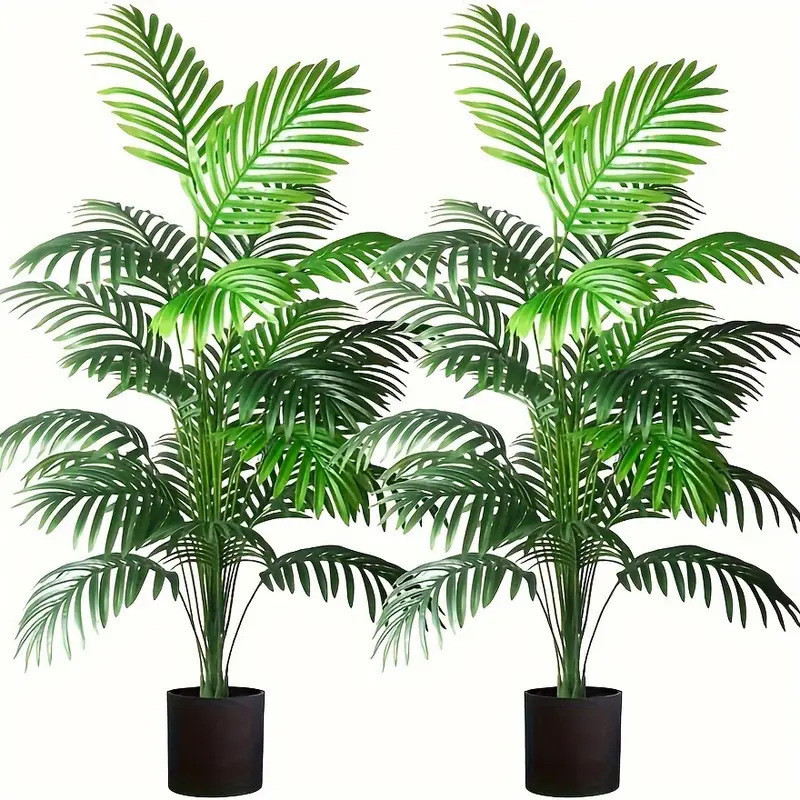 24 Leaves Areca Palm Artificial Plants Trees in Pot Plastic Green Fake Plant Tree Bonsai for Room Ho