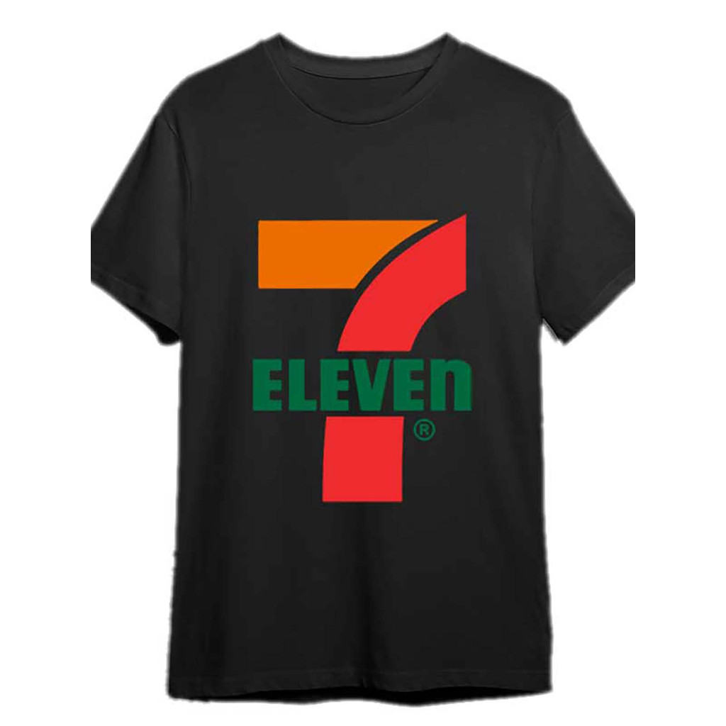 เสื้อยืด 7-Eleven Logo 336231 เสื้อยืดพิมพ์ลายแขนสั้นผู้ชาย Fun Series Black PR