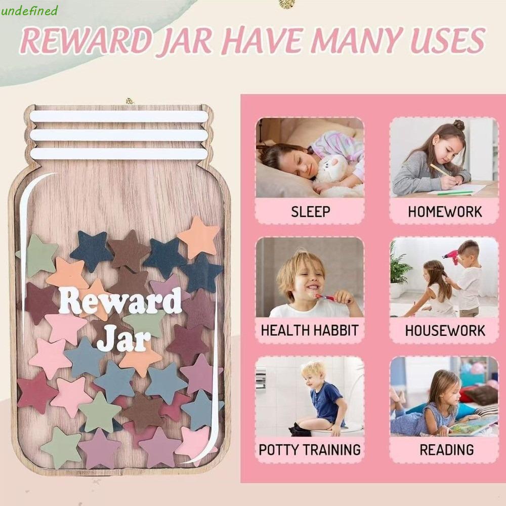 JARREDIW Positive Behavior Rewards Jar, ไม้การ์ตูนเด็ก Star Reward Jars, ดอกไม้เครื่องมือการจัดการห้