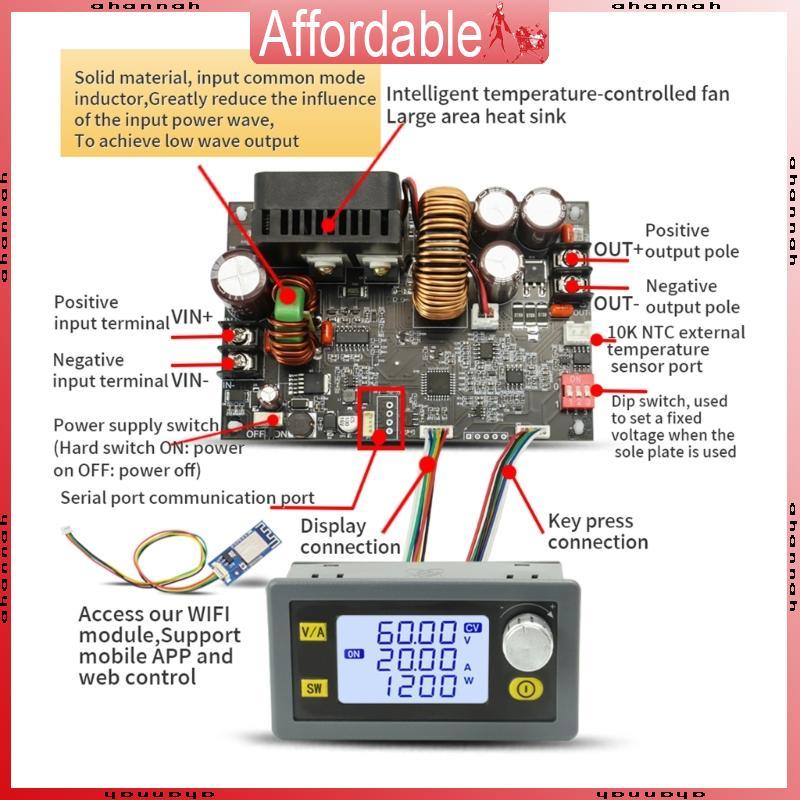 AH XY6020L DC-DC Step-down โมดูลจ่ายไฟ 20A โมดูลสเต็ปดาวน์แบบปรับได้