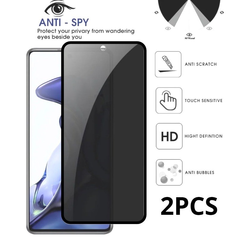 1-2 ชิ้น Anti Spy กระจกนิรภัยสําหรับ Lava Z71 Z6 Z4 ความเป็นส่วนตัวขอบสีดําป้องกันหน้าจอสําหรับ Lava