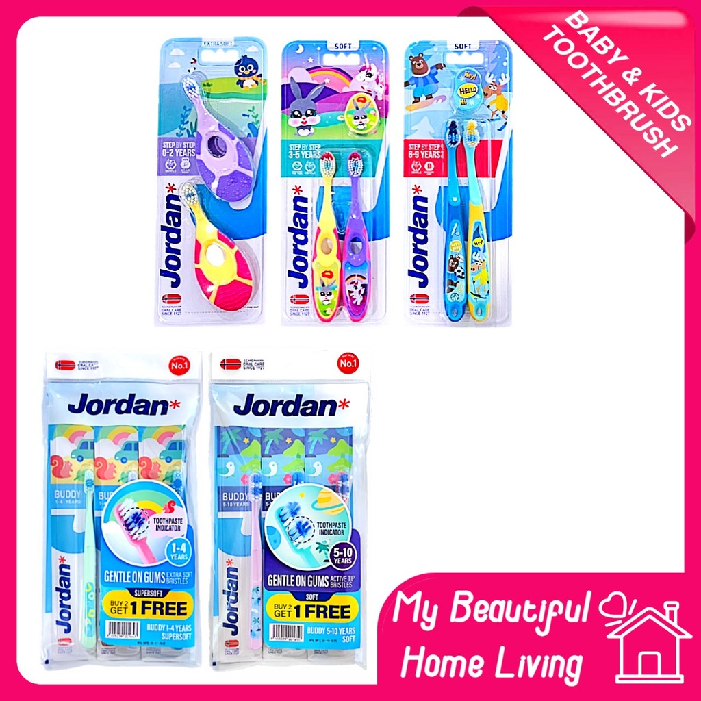 (EXTRA SOFT) MBHL Jordan แปรงสีฟันเด็กแปรงฟันเด็ก 0 - 10 ปี Berus Gigi Kanak Jordan Pek Nilai