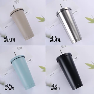 แก้วเก็บความเย็น24oz/750mlสแตนเลส304พร้อมหลอด แก้วเก็บความร้อน-เย็น แก้วเก็บอุณหภูมิ แก้วสแตนเลสทรงสูง พร้อมหลอดและฝาปิด